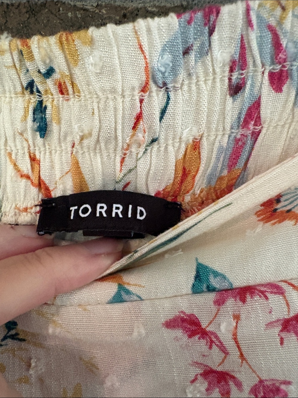 torrid Cream Floral Maxi Skirt with Pink, Orange, Teal Accents - Picture 2 of 3